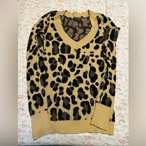 Express Animal Print V-Neck Sweater